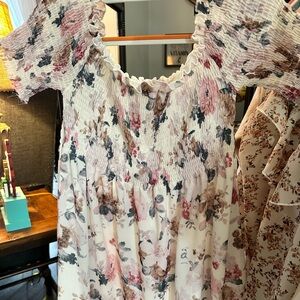 Floral Smocked Dress with Ruffle Sleeves